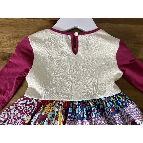 Persnickety Arabesque Bristol Dress Cream Red Blue Mixed Print Floral 12-18M - Picture 5 of 9